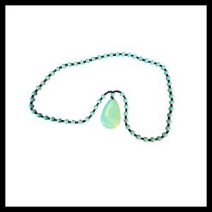 NWOT Turquoise Beaded Necklace Teardrop Pendant Boho Statement
